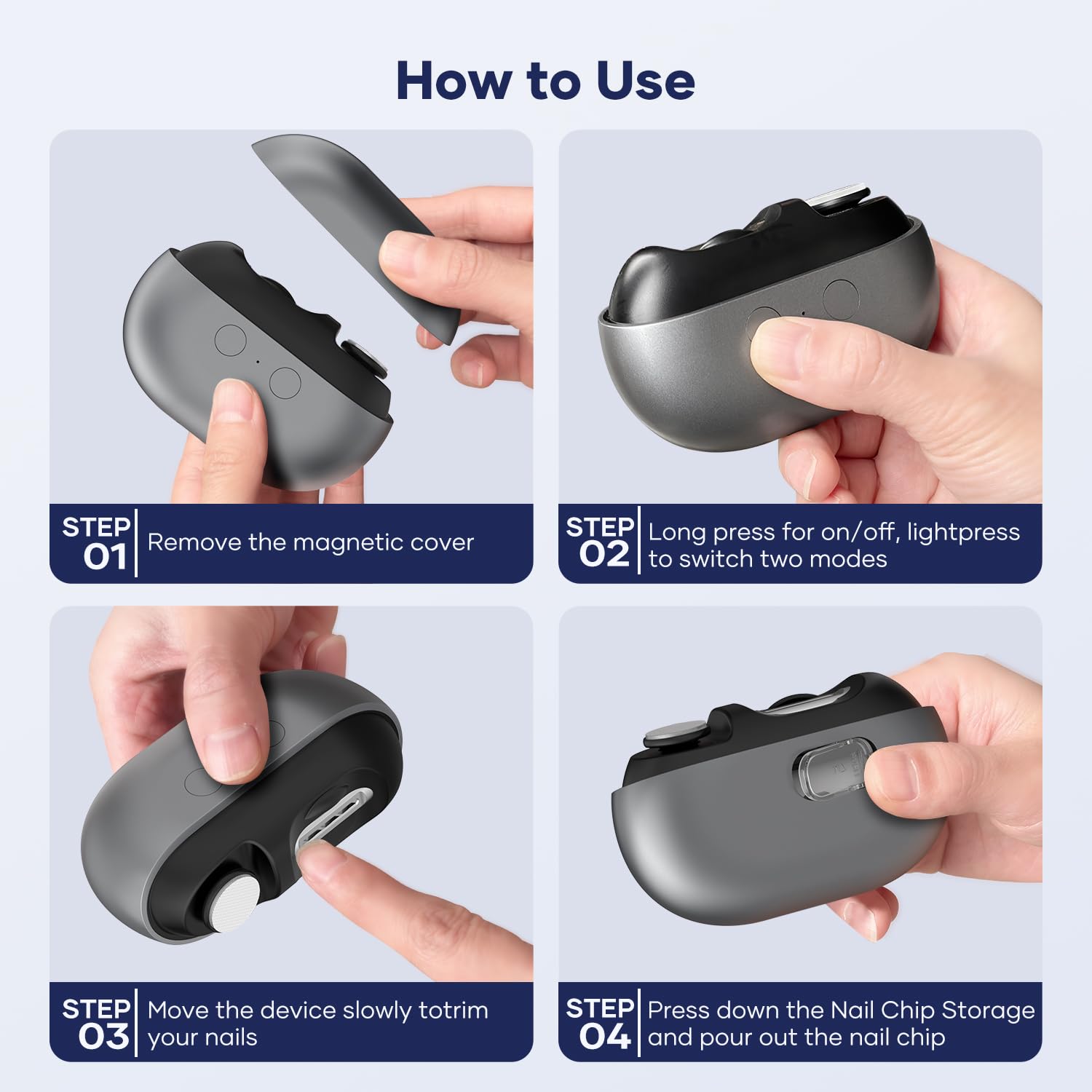 **Acina 2025 Upgraded Electric Nail Clipper with LED Light - USB Rechargeable Automatic Nail Trimmer for Baby, Kids, Adults & Seniors - Safe & Painless Fingernail Care (Black, Large) - Perfect for Travel, Home & Salon Use**