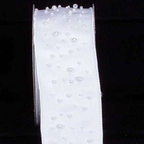 Premium White Perla Bella Wired Craft Ribbon 2.5