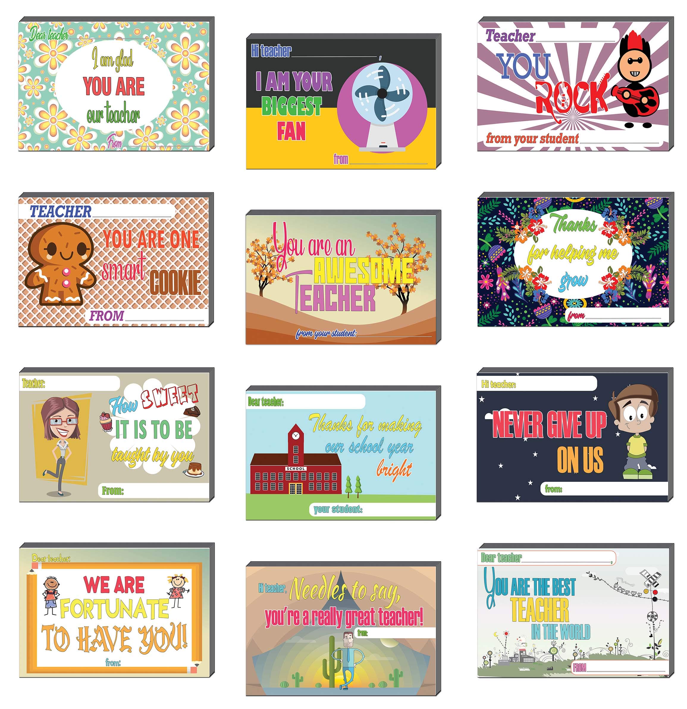 Creanoso 60-Pack Positive Encouragement Postcards for Students & Teachers - Bulk Assorted Thank You Note Cards - Classroom Appreciation Gifts for Back to School - Perfect for Teacher Appreciation Week, End of Year Gifts & Student Motivation