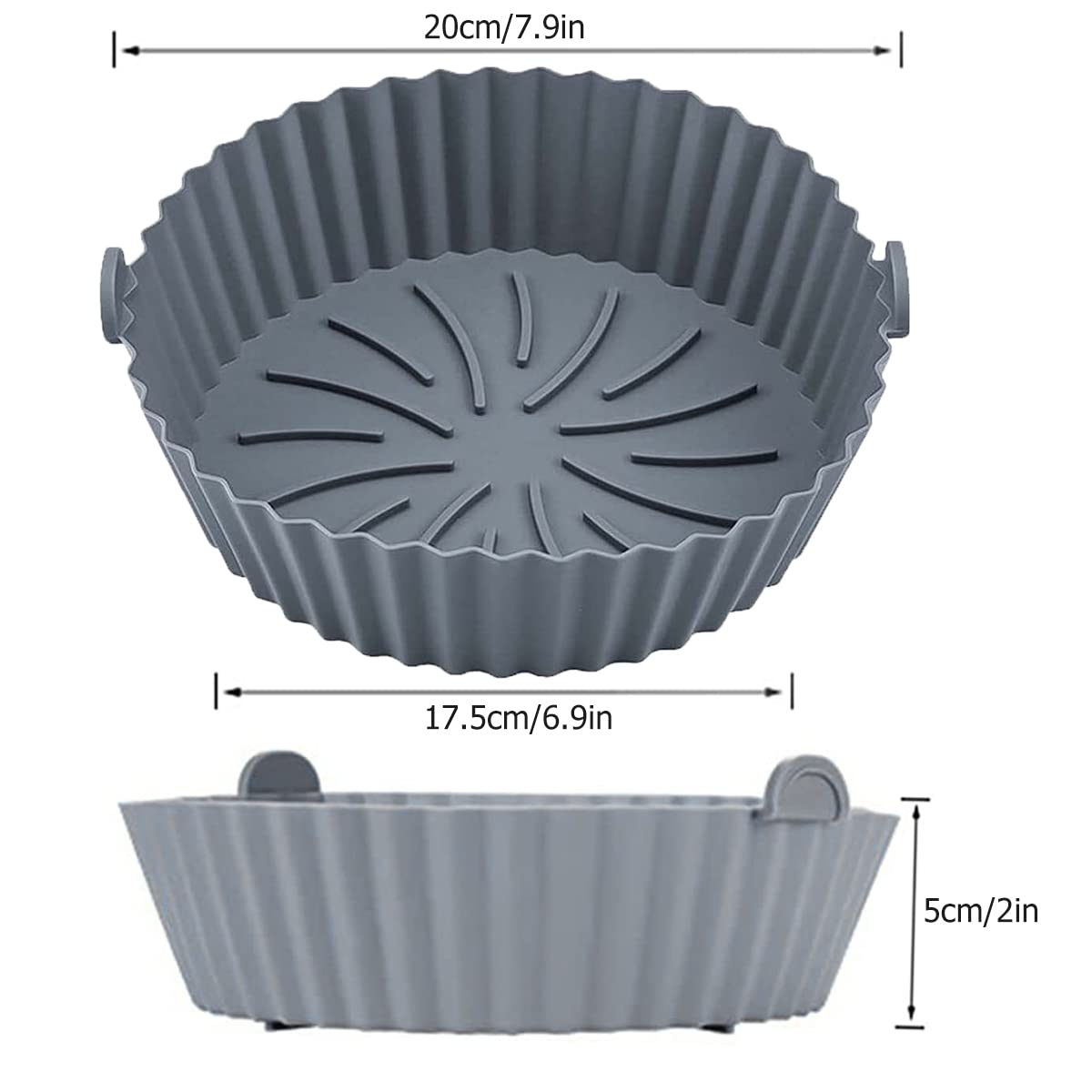 2Pcs Reusable Air Fryer Silicone Basket - BPA-Free, Heat Resistant Round Silicone Baking Pan - Perfect Air Fryer Accessories & Oven/Microwave Safe - Great for Healthy Cooking, Meal Prep & Family Dinners