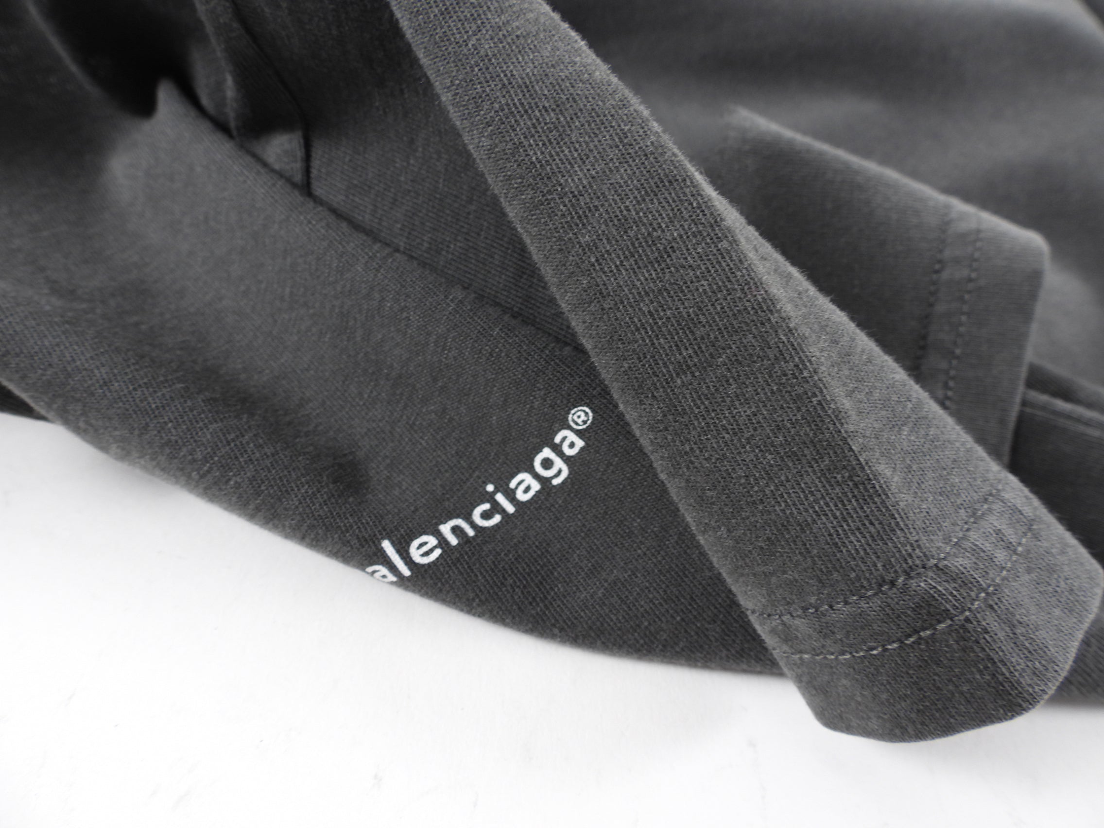 Balenciaga Grey Washed Cotton T-Shirt with Small Logo - XS Size | Casual Streetwear for Men & Women | Perfect for Everyday Wear and Fashion Outfits