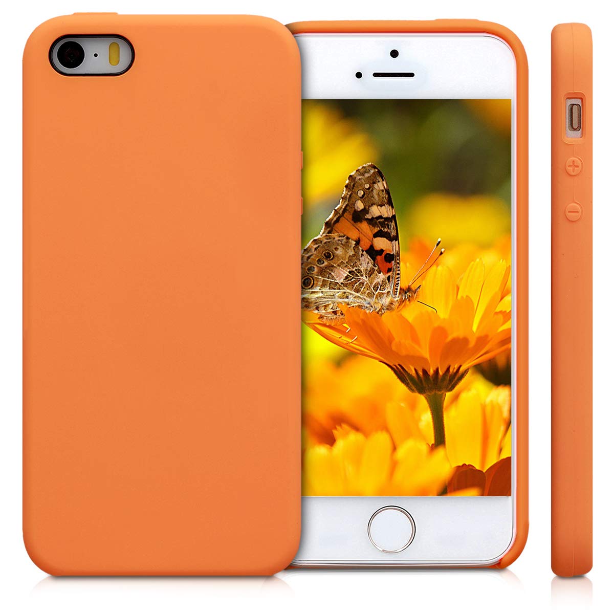 kwmobile TPU Silicone Phone Case for Apple iPhone SE (1st Gen 2016) / iPhone 5 / iPhone 5S - Soft Protective Cover in Fruity Orange - Perfect for Everyday Use, Work & Travel