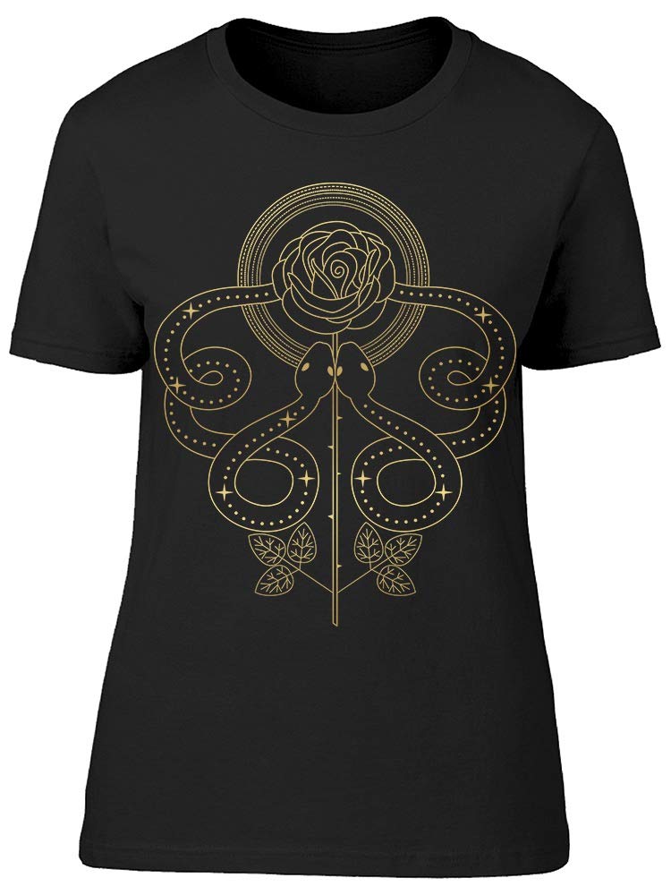 Two Snakes and Rose Graphic T-Shirt for Women - Stylish Casual Tee for Everyday Wear, Street Fashion, and Outings