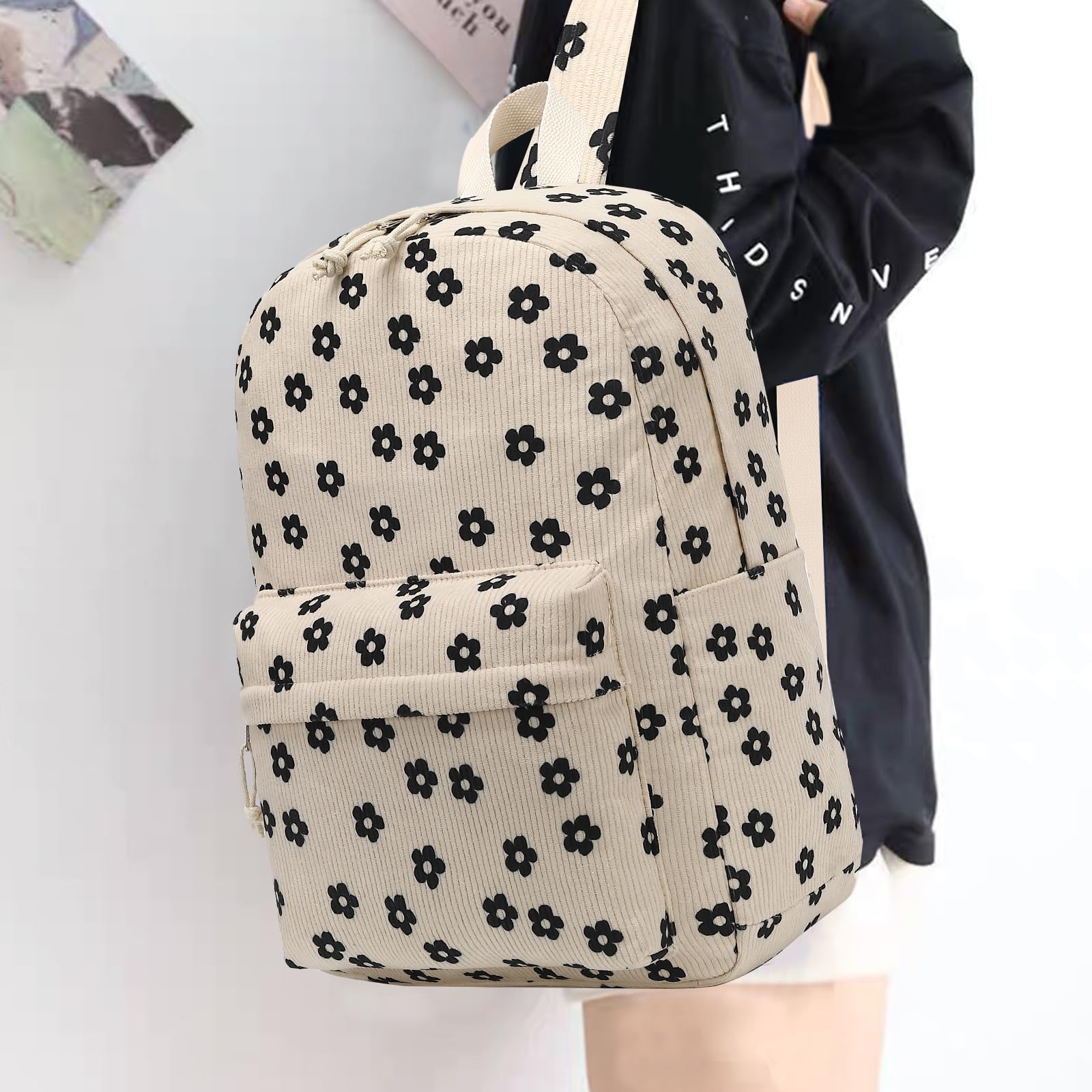 Bluboon Corduroy Backpack for Girls - School, Travel & Laptop Use