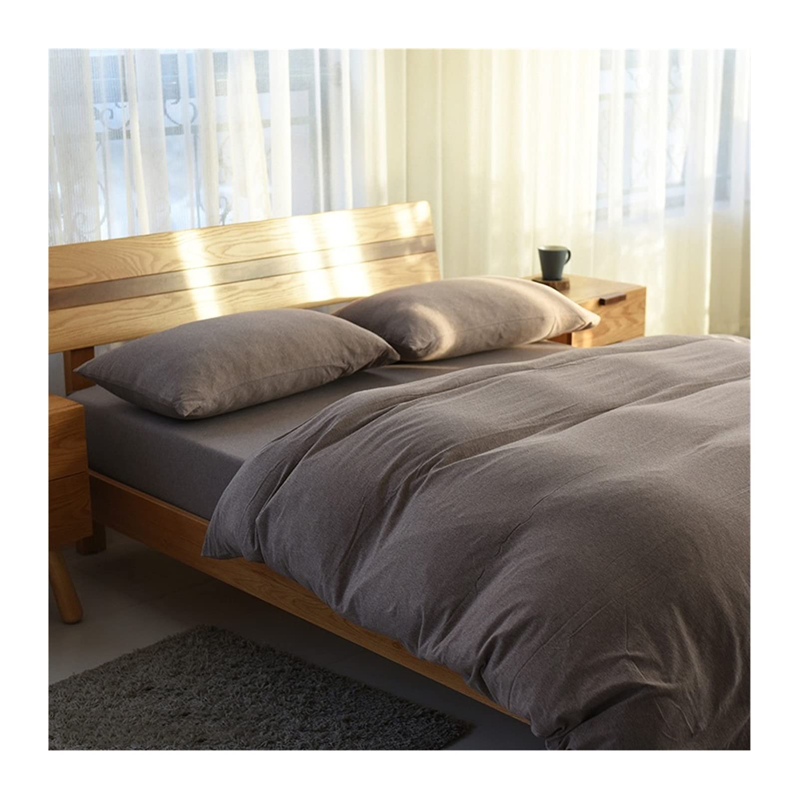 Premium MZP Jersey Knit Duvet Cover Set - 100% Cotton T-Shirt Material, Ultra Soft & Comfortable - Twin/Double/Full/Queen/King Size Bedding with Zipper Closure & Corner Ties (3/4 PC Set) - Perfect for Cozy Nights, Guest Rooms & Modern Bedroom Decor