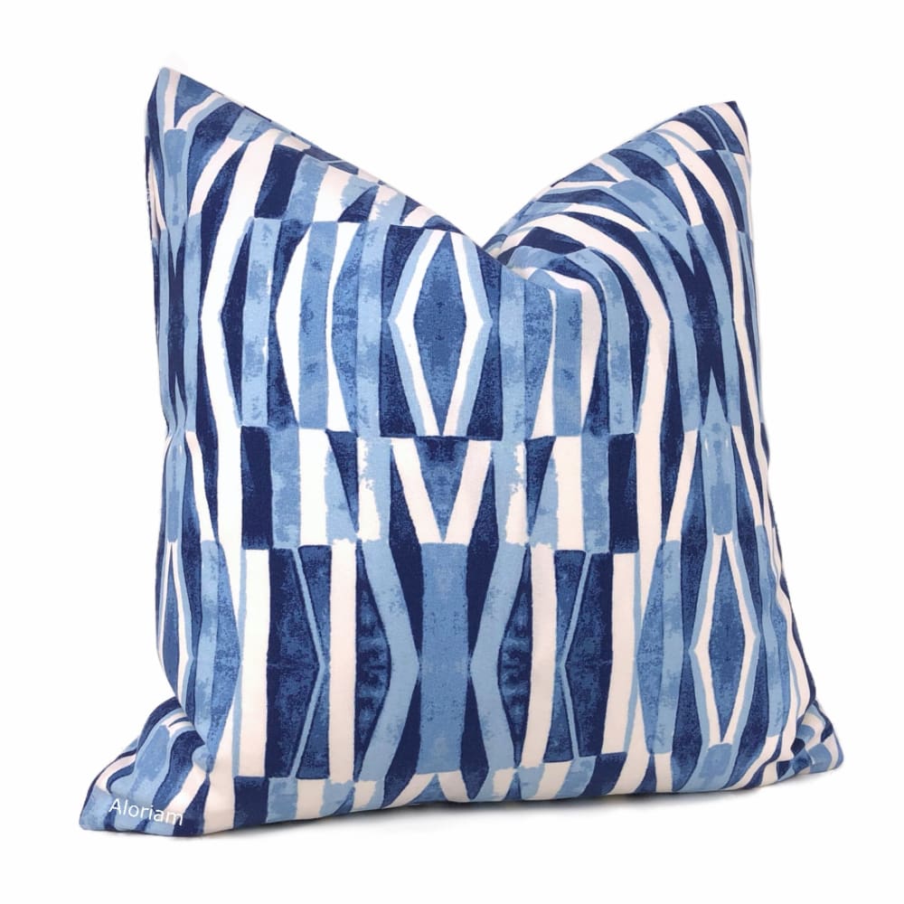 Positano Blue & White Indoor Outdoor Pillow Cover - Waterproof Decorative Throw Pillow Case for Patio, Sofa, Bedroom & Porch