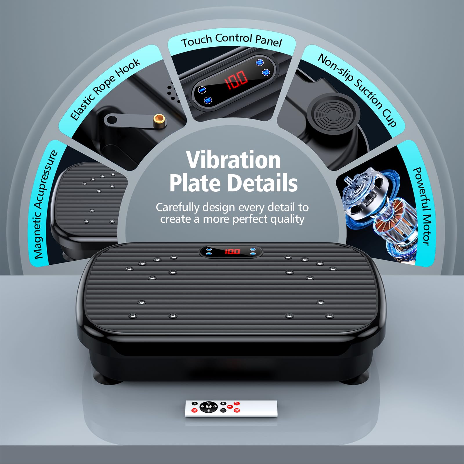 Vibration Plate Exercise Machine for Weight Loss & Body Toning - 330 lbs Capacity Whole Body Vibration Platform with Lymphatic Drainage - Perfect for Home Gym, Fitness Training & Wellness Recovery