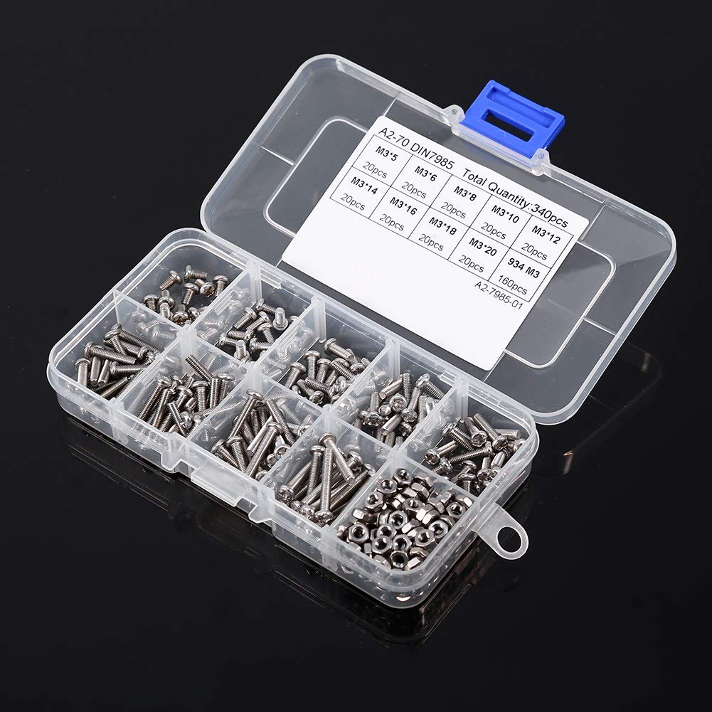 Stainless Steel Bolts & Nuts Kit - M3 Machine Screws for DIY, Furniture Repair