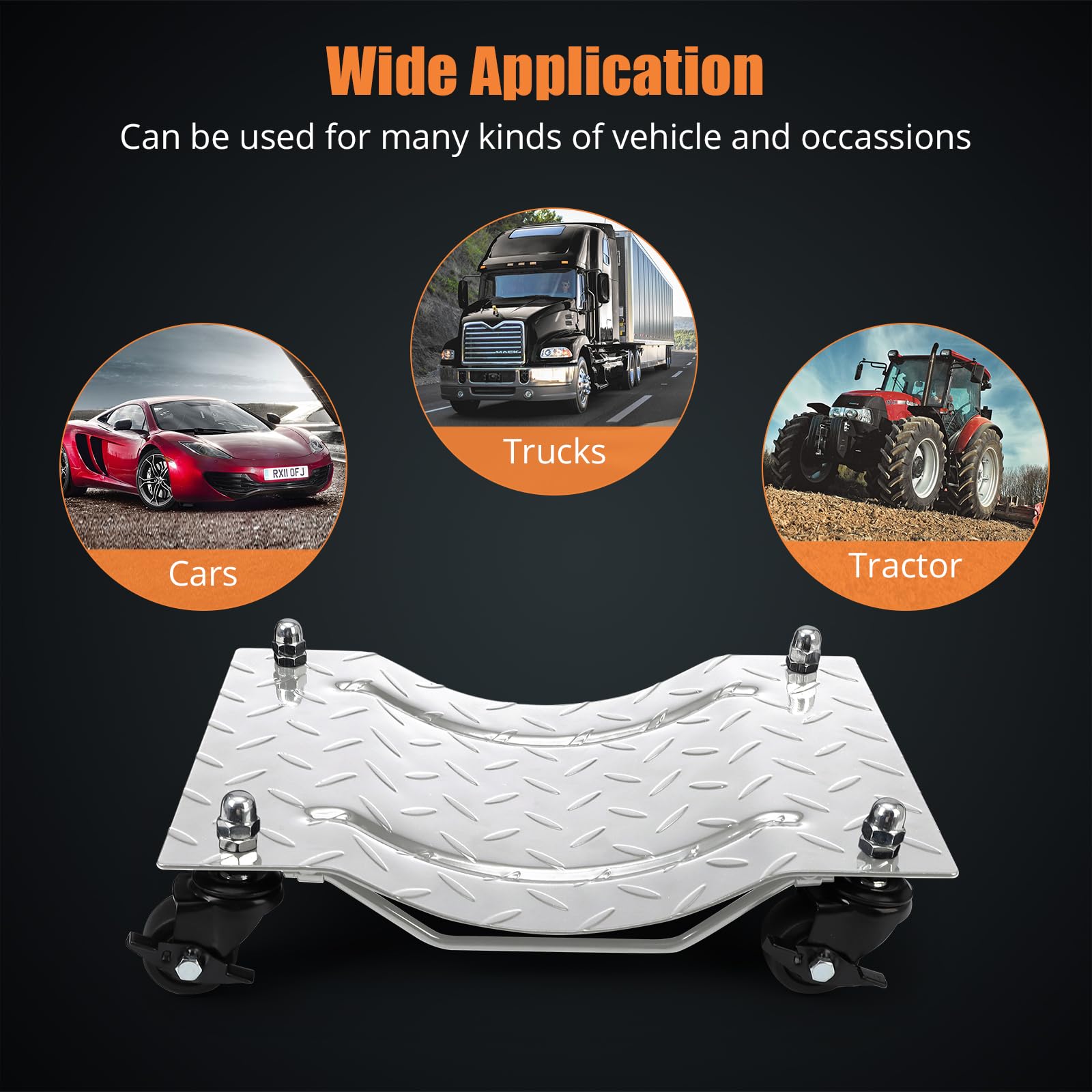 Upgraded Towallmark 4-Pack Car Dolly with Nylon Wheels - 6000lbs Capacity, 360° Rotating Vehicle Wheel Dollies for Moving Cars, Trucks, Trailers & Motorcycles (Silver) - Perfect for Garage Storage, Auto Repair Shops & Vehicle Maintenance
