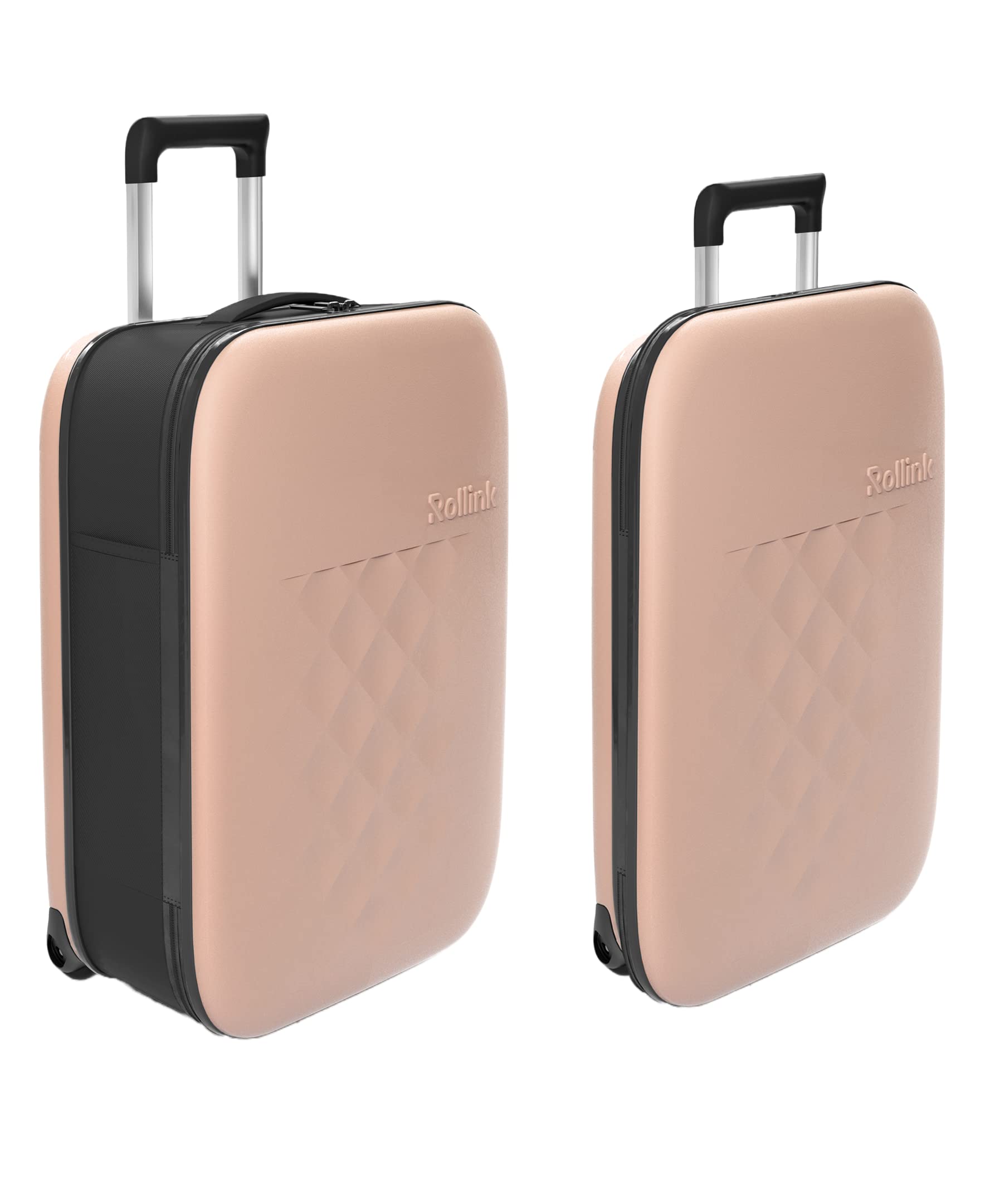 ROLLINK Flex Vega Cabin Plus 21-Inch Hardshell Carry-On Suitcase - Lightweight, Collapsible & Durable with Silent 360° Wheels, Water & Scratch Resistant (Rose Smoke) - Perfect for Business Travel & Weekend Getaways