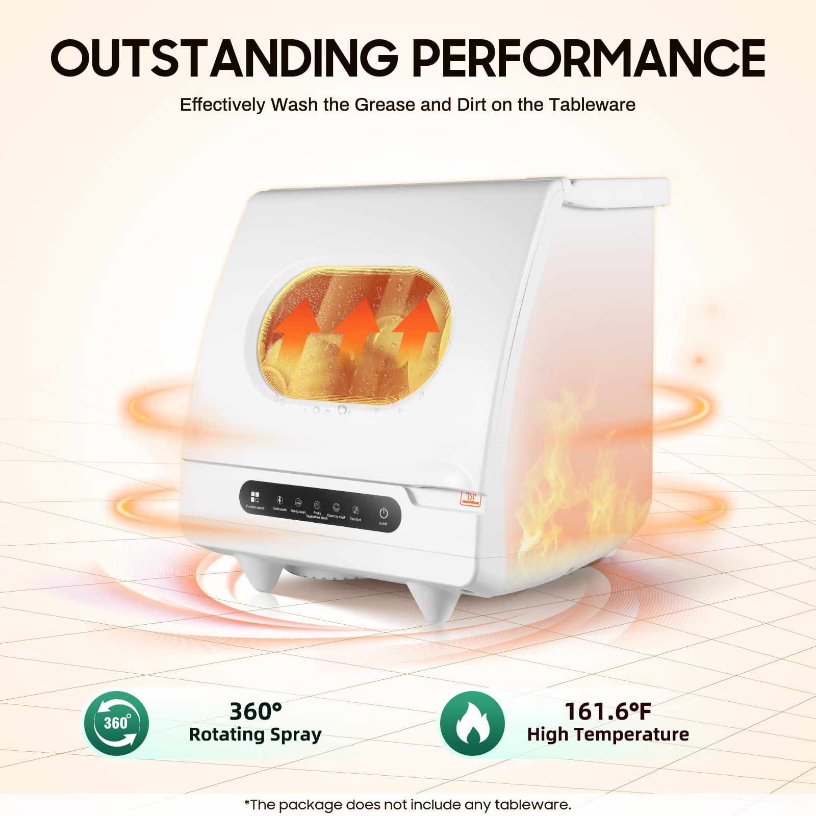 Portable Countertop Dishwasher 5L Mini Dishwasher - 6 Place Settings Capacity, Compact Tabletop Dishwasher with Drain Hose for Small Kitchens, Apartments, RVs - Perfect for Washing Knives, Forks, Spoons, Cups and Small Dishes