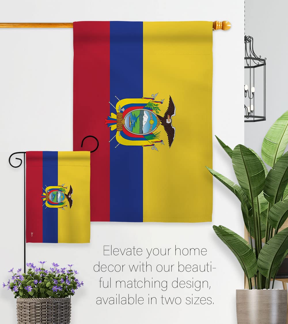 Americana Home & Garden Ecuador Double-Sided Garden Flag Set with Stand - USA Made Country House Decoration Banner for Yard, Patio & Outdoor Decor - Perfect for National Holidays, Cultural Events & International Celebrations
