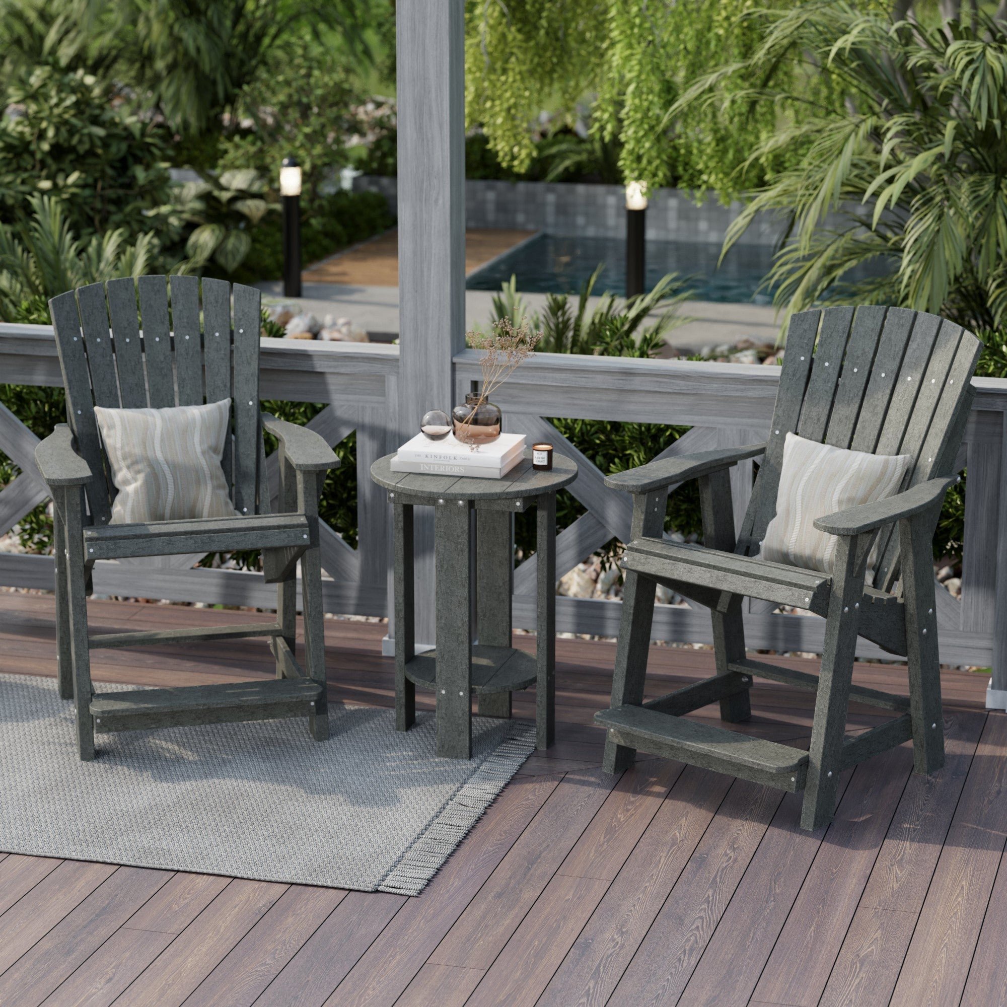 Premium Heritage High Adirondack Chair - Solid Wood Outdoor Patio Furniture for Garden, Deck, Poolside & Backyard Relaxation