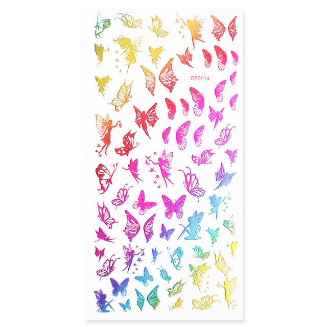 Colorful Butterfly Heart Crown Nail Art Stickers - Self-Adhesive Nail Decals for DIY Manicure, Perfect for Parties, Weddings & Special Occasions