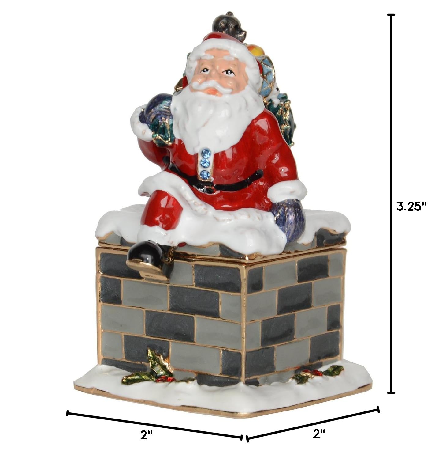 Hand-Painted Christmas Ornament Trinket Box - Hinged Lid Jewelry Storage Box for Rings & Earrings, Holiday Decorative Collectible Figurine | Perfect for Holiday Gifts, Christmas Tree Decor & Jewelry Organization