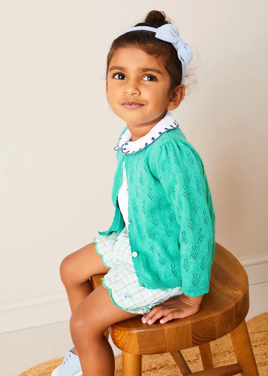 Floral Openwork Cotton Cardigan for Girls (2-10 Years) - Lightweight Summer Cover-Up for School, Beach & Outdoor Activities
