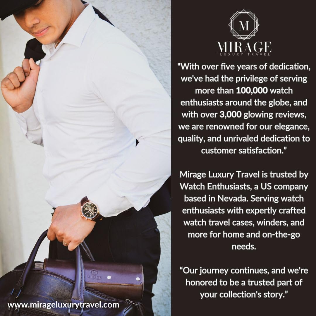 Premium Men's Travel Watch Case - Swiss Espresso Vegan Leather Watch Roll Organizer & Display Box | Perfect for Business Trips, Vacations & Watch Collection Storage