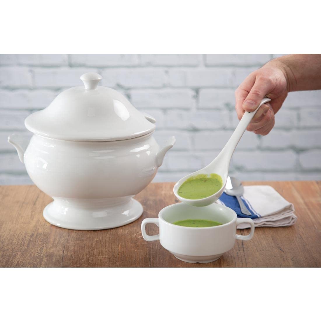 25L (88Oz) Soup Tureen with Lid & Ladle - 227x250mm Large Serving Bowl for Restaurants, Catering & Family Gatherings - Perfect for French Onion Soup, Chili & Stew Serving