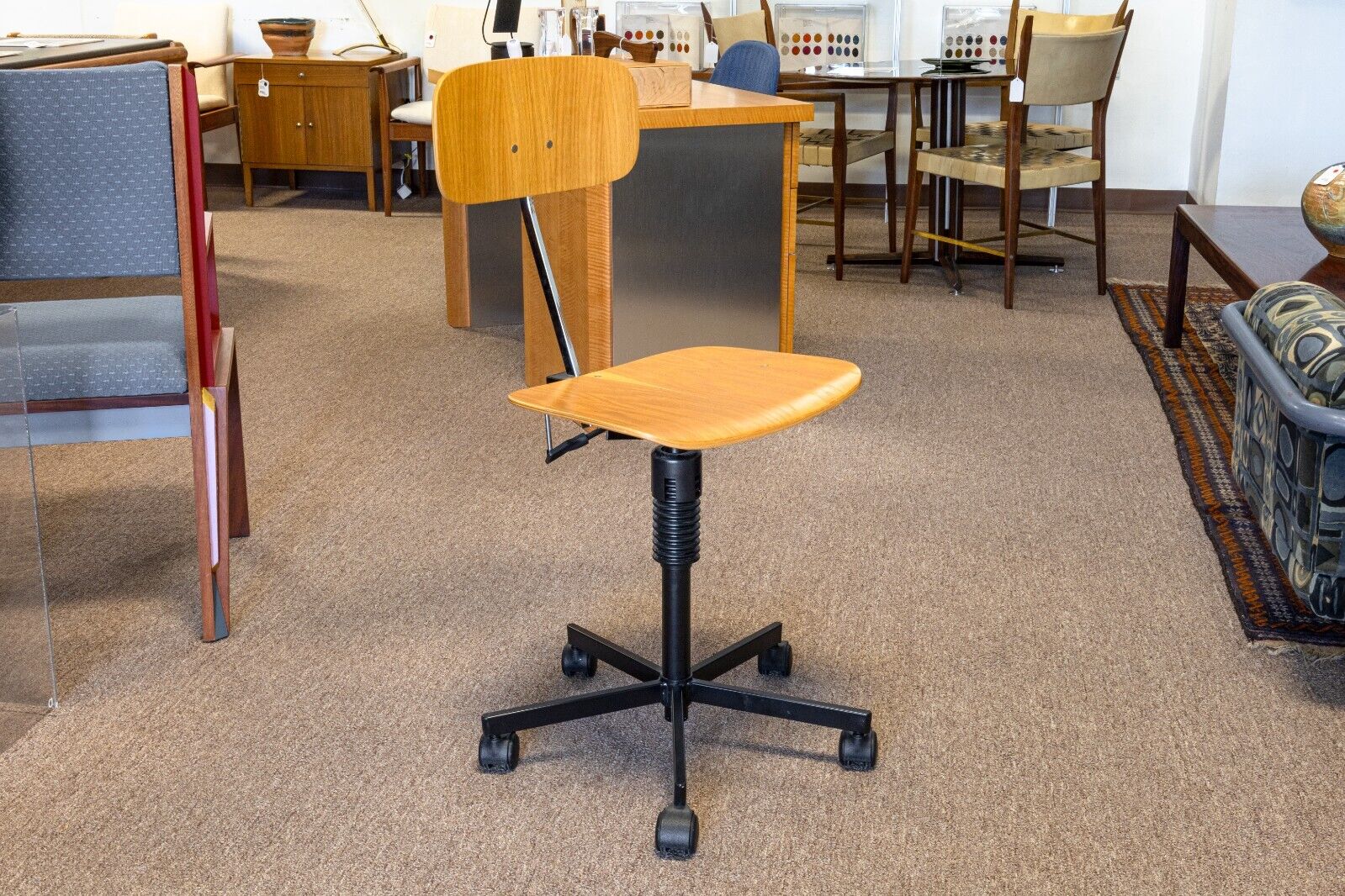 Rabami Stolen Danish Wood and Metal Swivel Task Desk Chair - Ergonomic Office Chair for Home & Workspace - Perfect for Study, Work, and Gaming