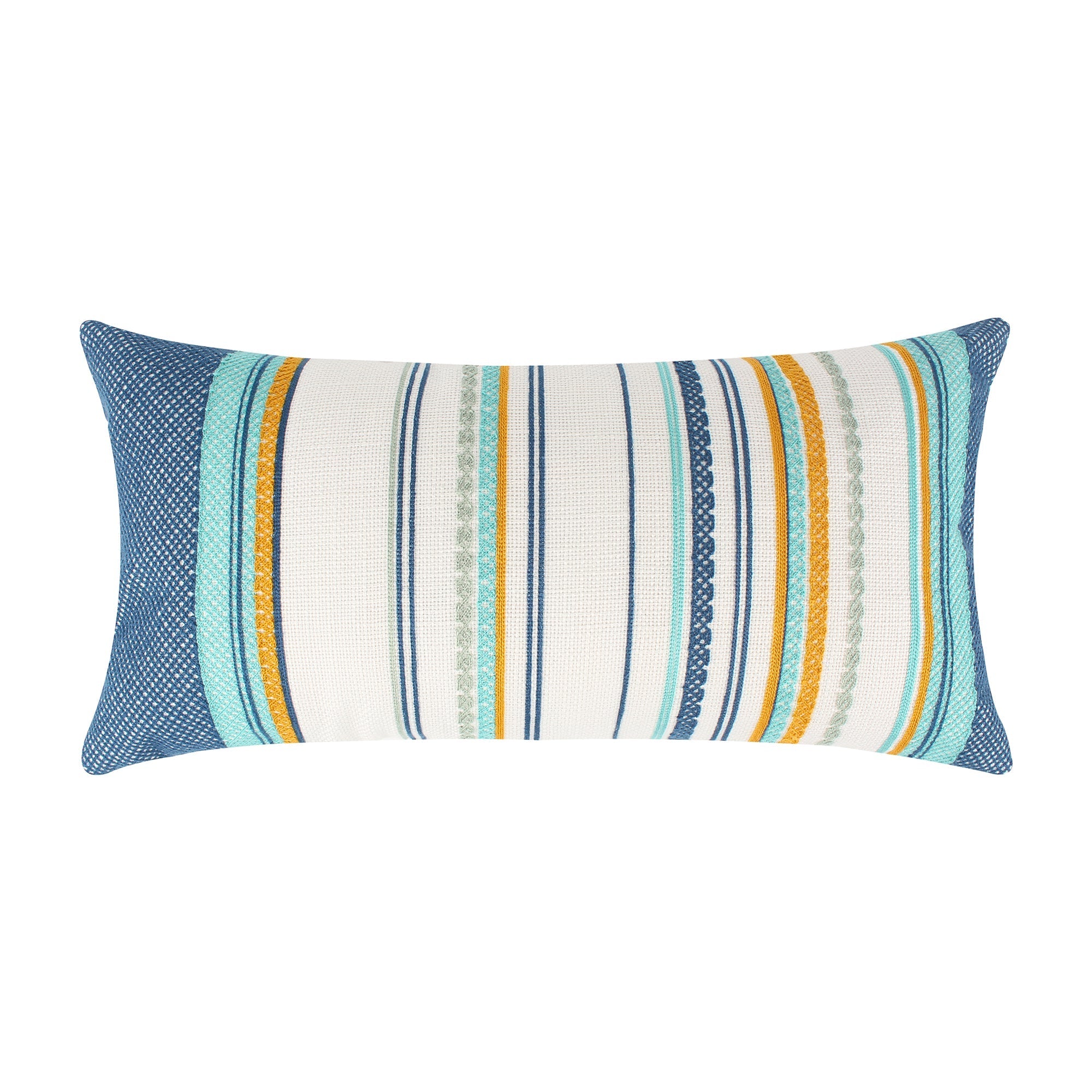 Calico Blue Embroidered Stripe Pillow - Decorative Throw Cushion for Sofa, Bed & Home Decor