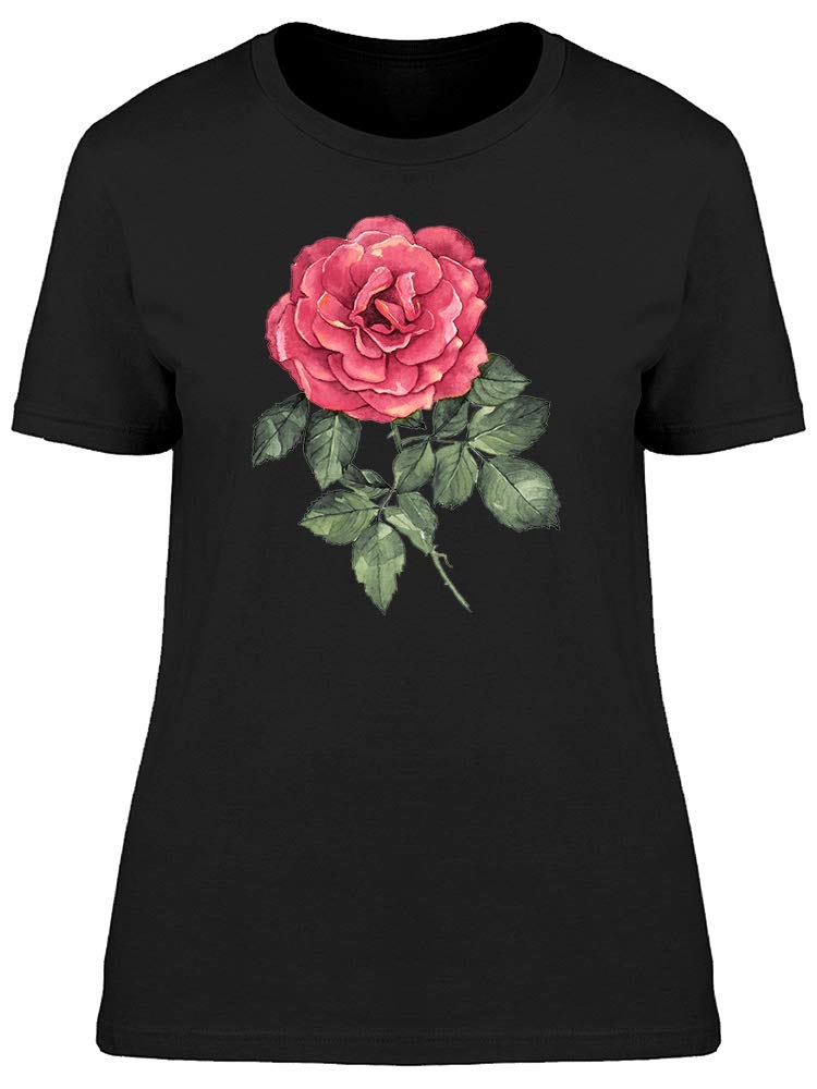 Women's Watercolor Red Rose T-Shirt - Soft Cotton Casual Tee for Everyday Wear & Stylish Outfits