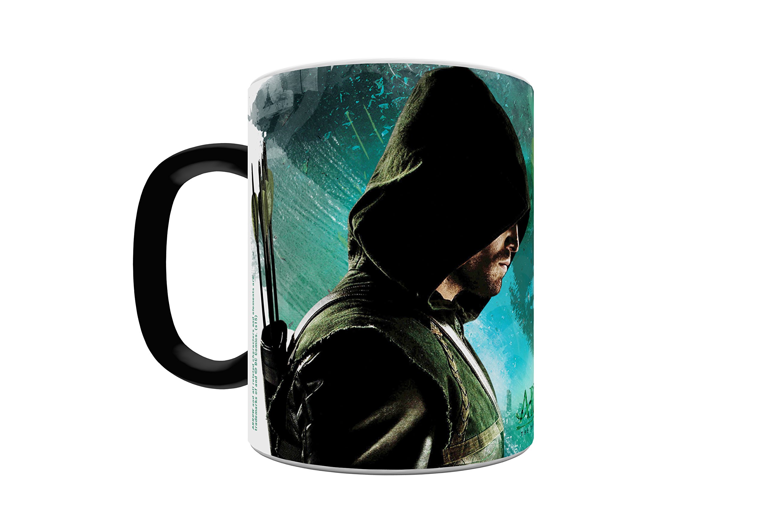 Green Arrow Morphing Mug - Heat Activated Ceramic Coffee Cup with Superhero Design - Perfect for Superhero Fans, Office Use & Gift Giving