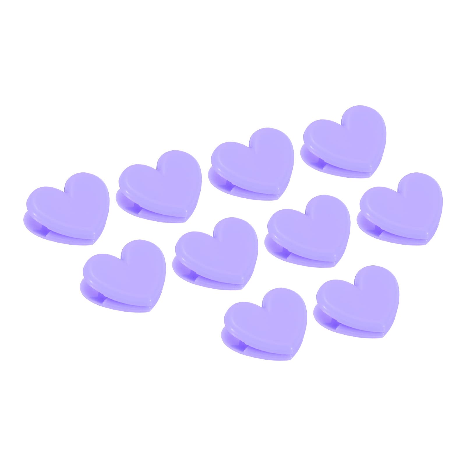 Heart-Shaped Bag Clips 30Pcs - Snack Sealer Clamps for Coffee, Office & Photos - Purple