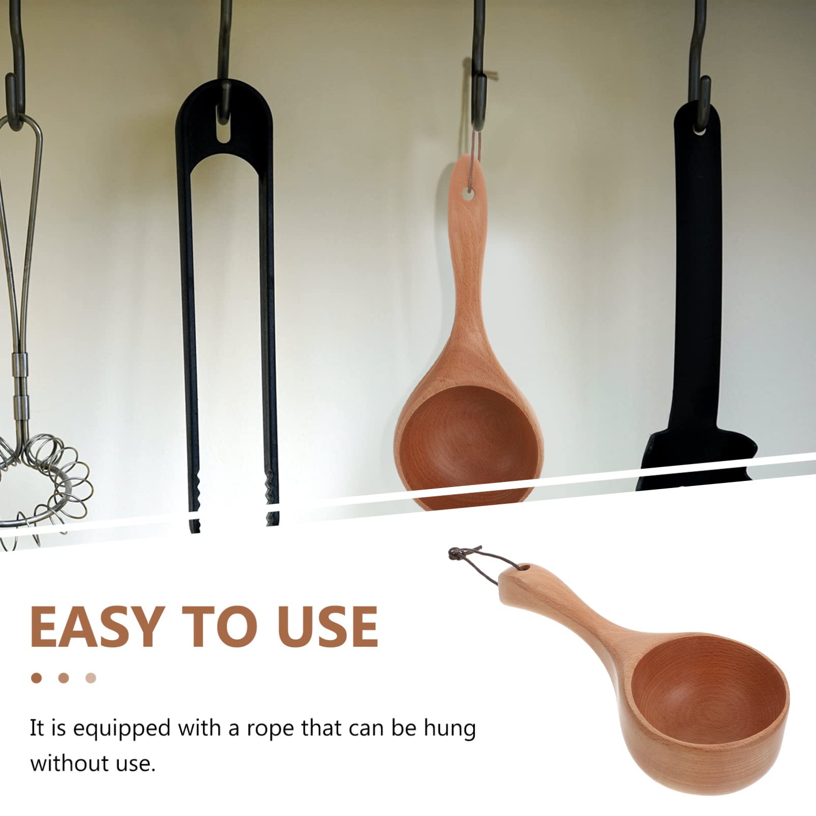1pc Wooden Spoon for Coffee, Water, Rice - Multipurpose Kitchen Utensil for Cooking, Serving & Home Tableware - Perfect for Coffee Shops, Restaurants & Household Use