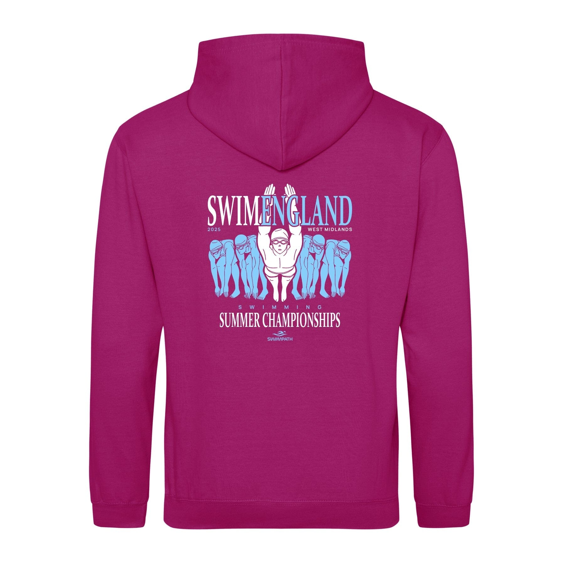 Swim England West Midlands Summer Championships 2025 Hoodie - Festival Fuchsia Color - Perfect for Swimming Competitions & Outdoor Activities