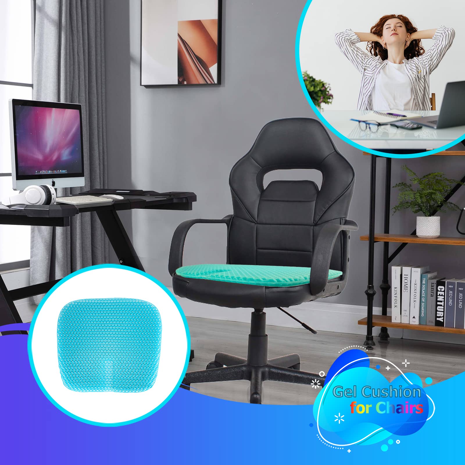 Premium Gel Seat Cushion for Long Sitting - Pressure Relief & Cooling Gel Pad (18.5