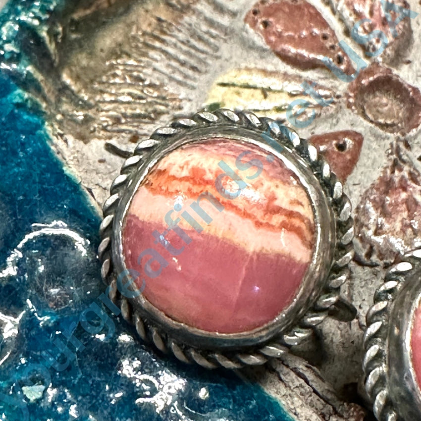 Sterling Silver Pink Rhodochrosite Clip-On Earrings for Women - Non-Pierced Elegant Jewelry Gift for Parties, Weddings & Special Occasions