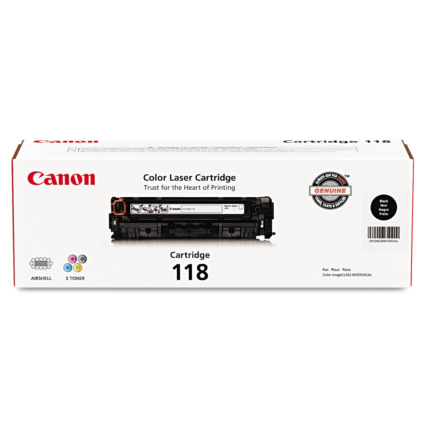 Canon 2662B001 (118) High-Yield Black Toner Cartridge - 3400 Page Yield | Compatible with Select Canon Printers | Ideal for Office & Home Printing