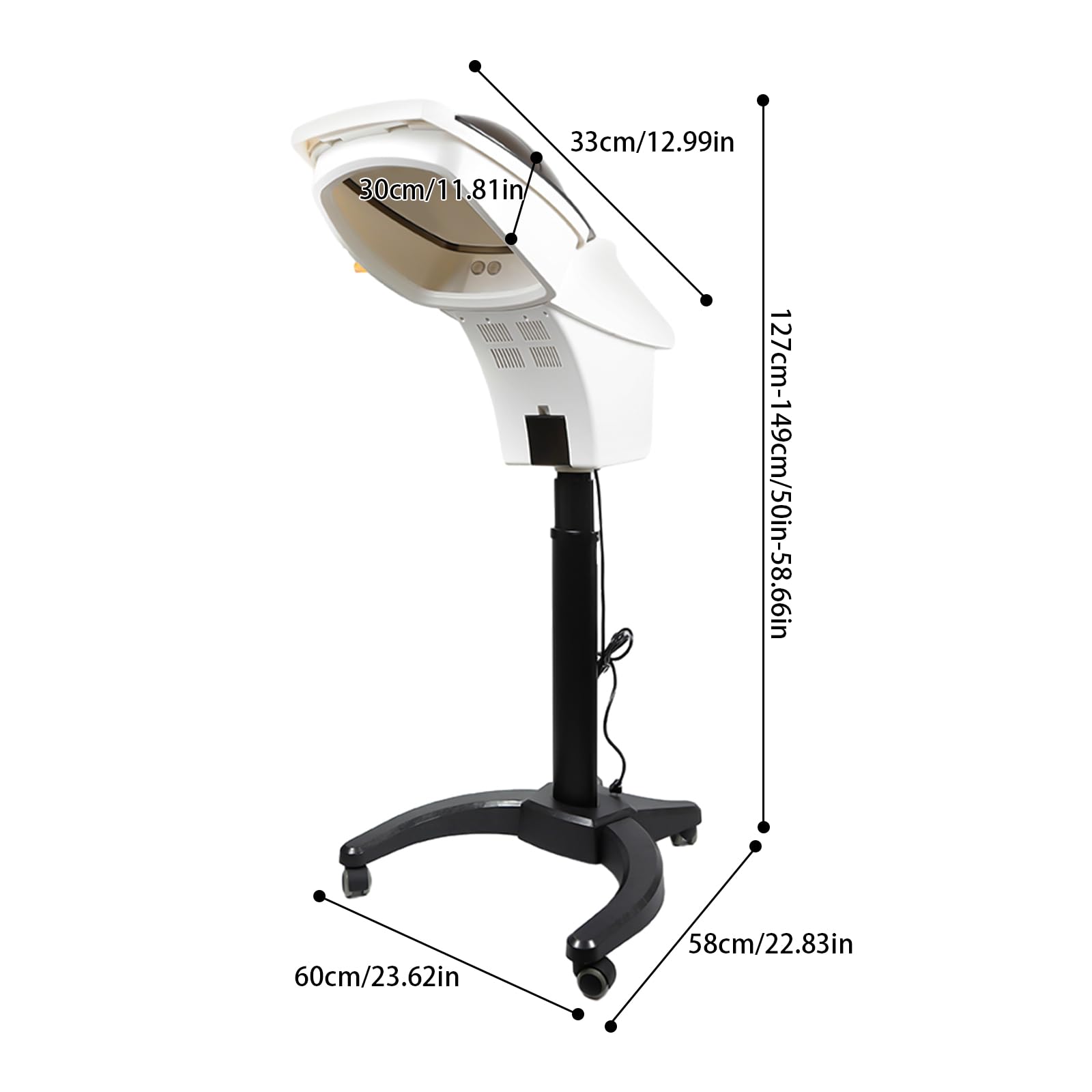 700W Professional Salon Hair Steamer with LCD Panel, Rolling Stand & Wheels - Ozone Hair Care Spa Steamer for Deep Conditioning, Oil Treatment & Hair Dyeing | Perfect for Home & Salon Use (White)