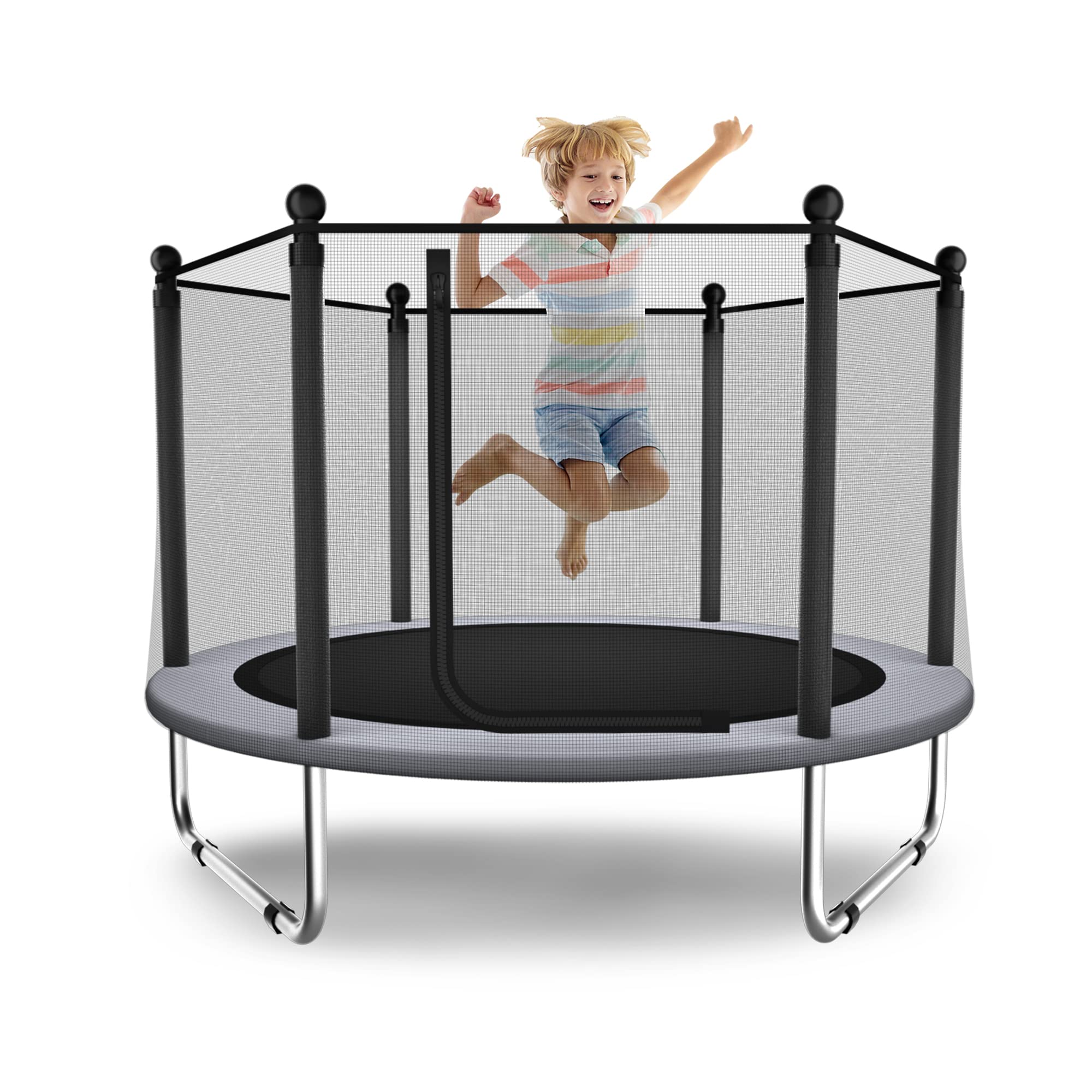 EL&IT 5FT Kids Trampoline with Safety Net - Indoor & Outdoor Toddler Trampoline for Ages 1-8, Round Mini Bouncer with Enclosure - Perfect Birthday Gift for Boys & Girls | Backyard Fun, Exercise, Playtime Activity