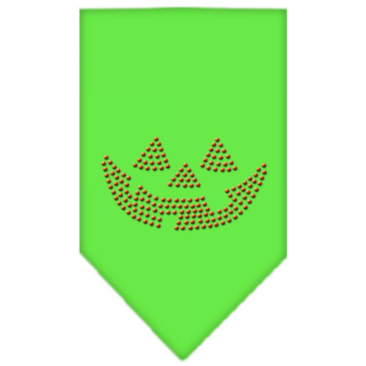 Halloween Pet Bandana for Dogs - Sparkling Rhinestone Jack O'Lantern Design in Lime Green (Large Size) - Perfect for Halloween Costumes & Pet Photo Shoots