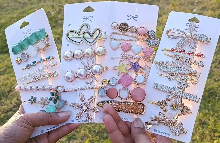 Korean Style Large Pearl Hair Clips Set - 8PCS Metal Alligator Barrettes with Crystal Accents | Elegant Hair Accessories for Women & Girls | Perfect for Weddings, Parties & Daily Styling