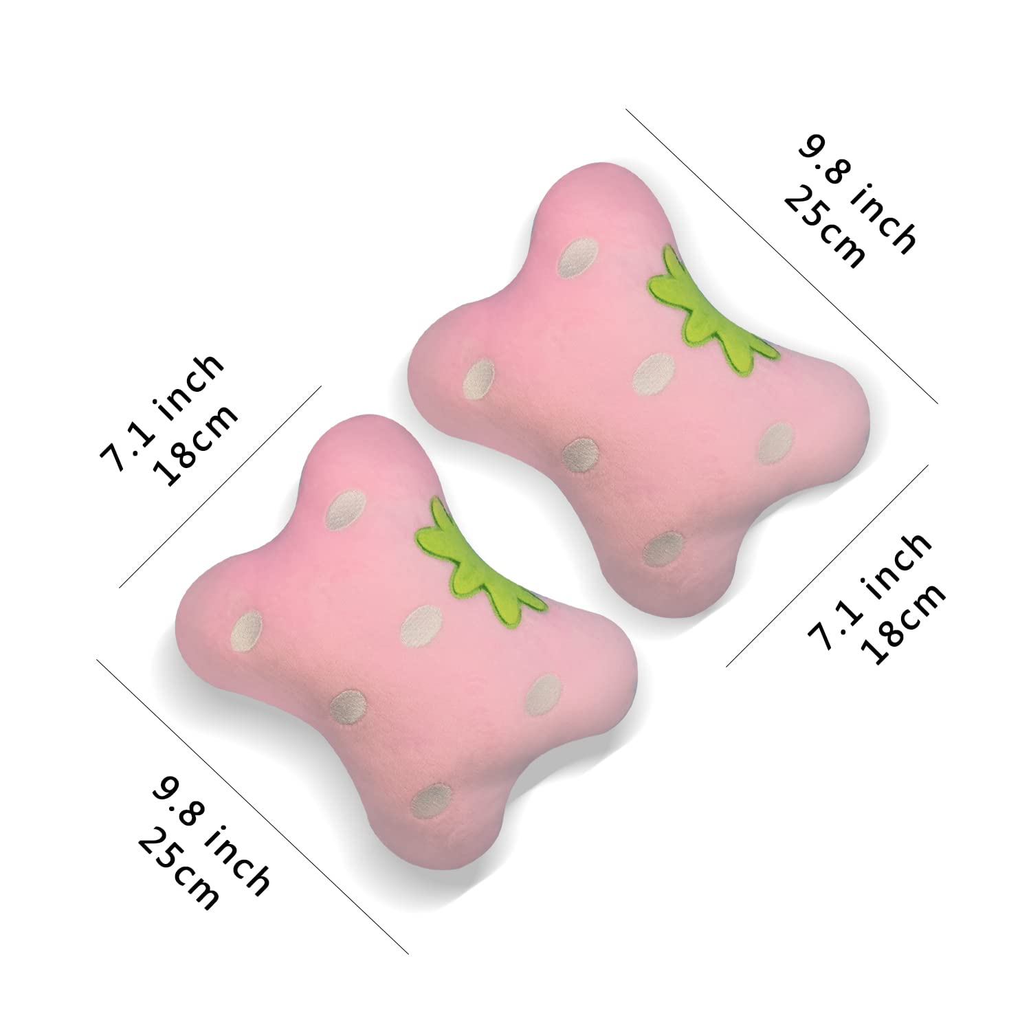 2Pcs Universal Car Seat Cushion Neck Pillow - Pink Strawberry Design - Comfortable Headrest Support for Travel, Office & Home Use - Perfect for Long Drives, Napping & Relaxation