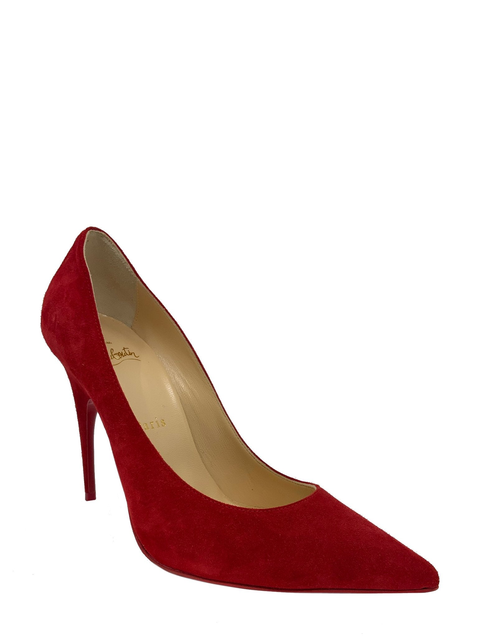 Christian Louboutin Black Suede Pointed Toe Pump Heels Women's Size 8.5 - Perfect for Evening Parties, Weddings & Special Occasions