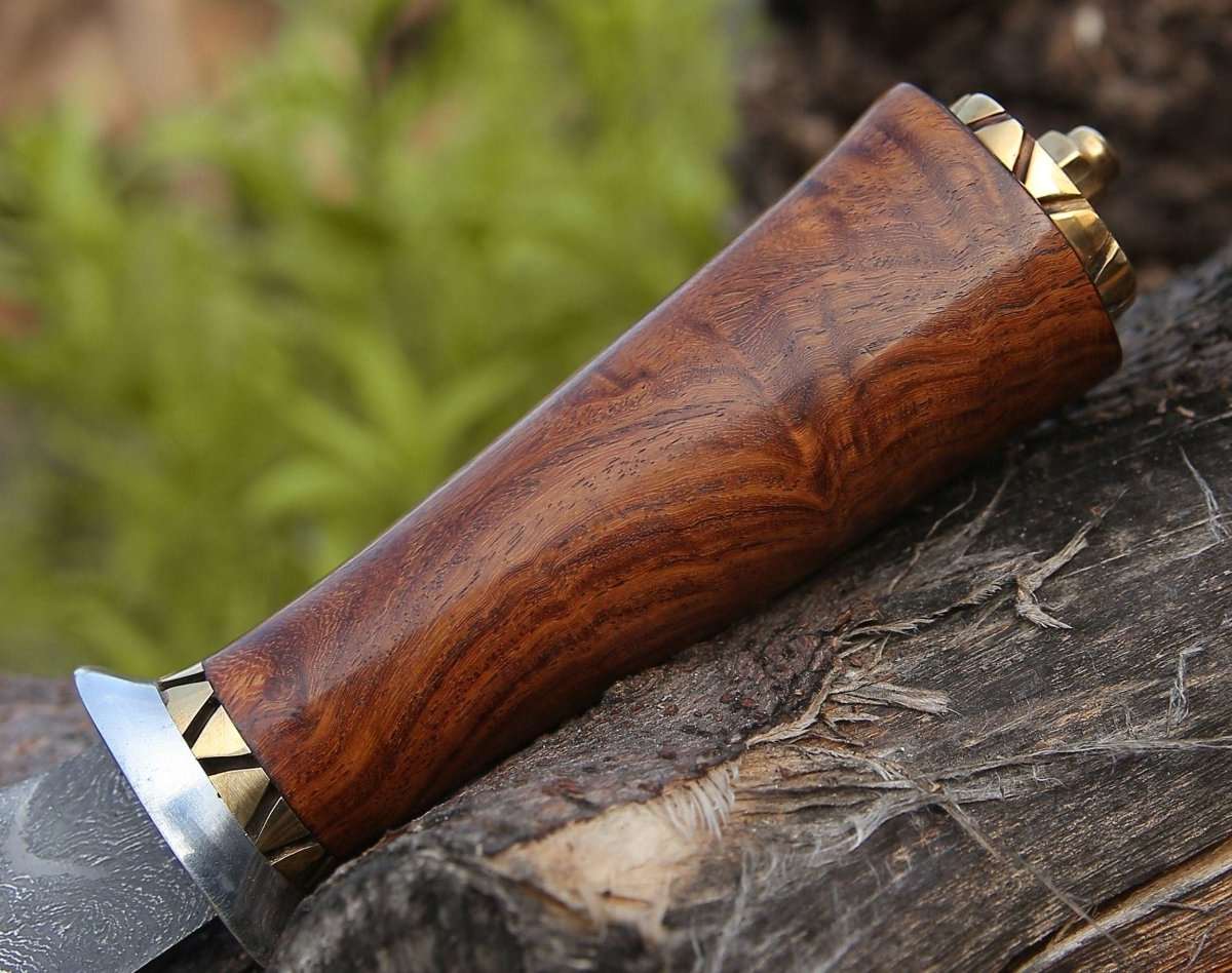 Premium Damascus Steel Hunting Knife - Holy Defender with Exotic Rosewood Handle - Perfect for Outdoor Adventures, Camping & Survival Gear