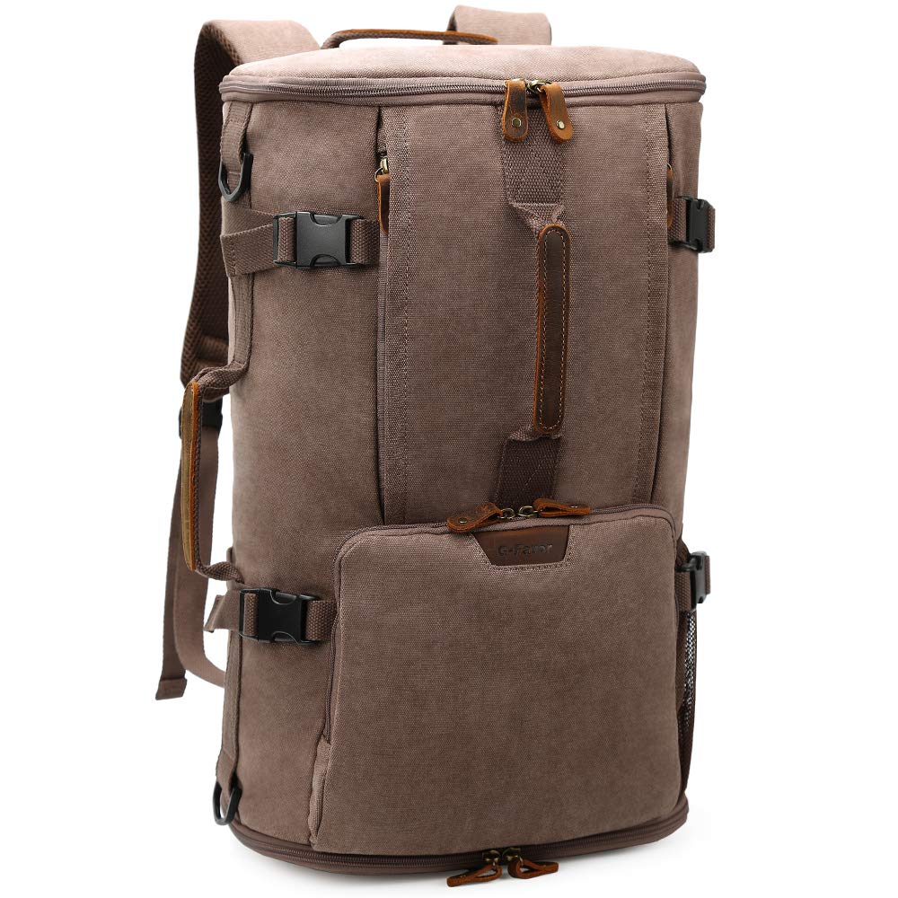 G-FAVOR 40L Vintage Canvas Travel Backpack - Convertible Rucksack & Duffel Bag with 17.3 Inch Laptop Compartment | Perfect for Weekend Getaways, Business Trips & College Campus Use