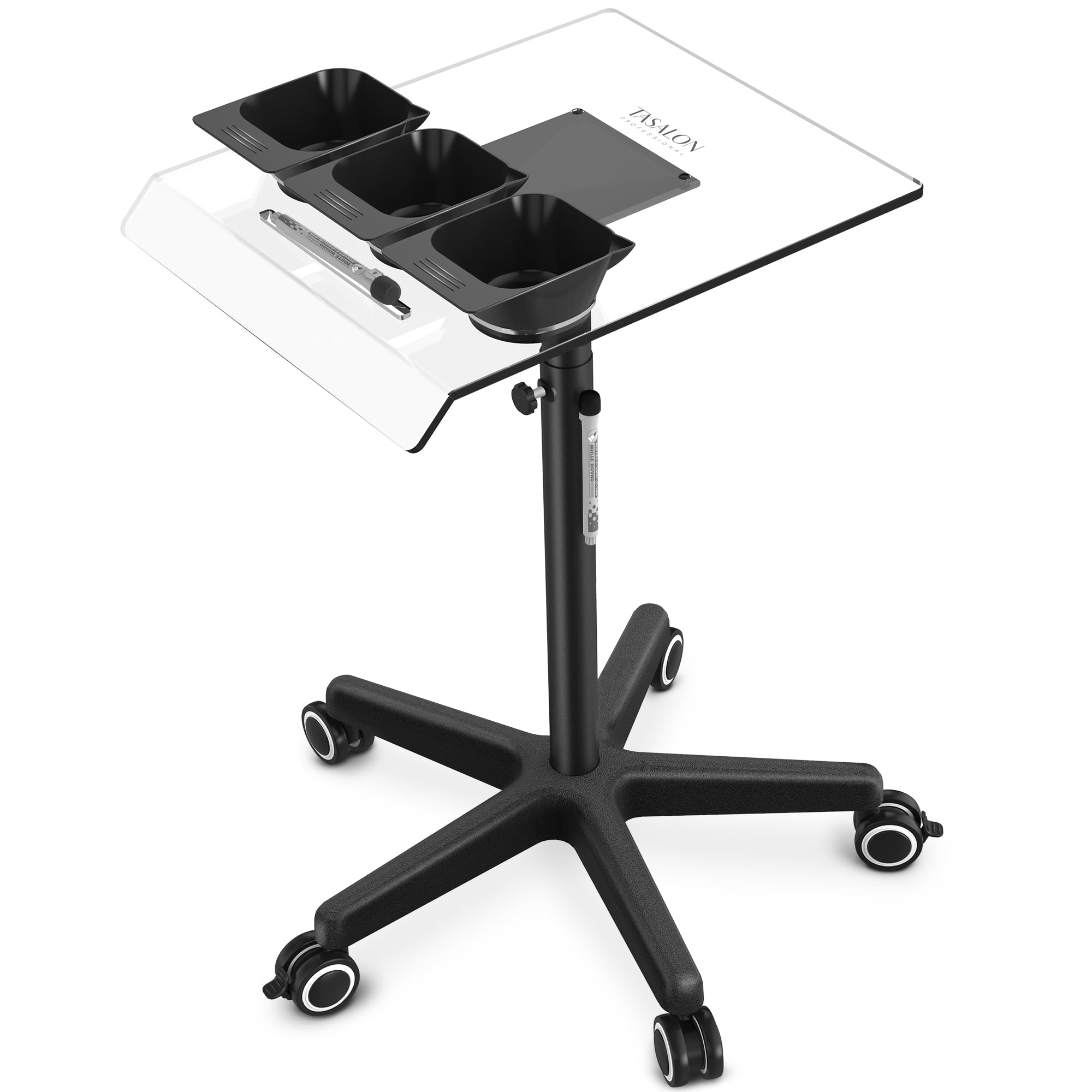 TASALON Ultimate Salon Tray Cart with Wheels - 3 Adjustable Bowls, Mobile Hairdresser Color Station for Professional Stylists | Perfect for Salon, Home Use & On-the-Go Hairstyling Services