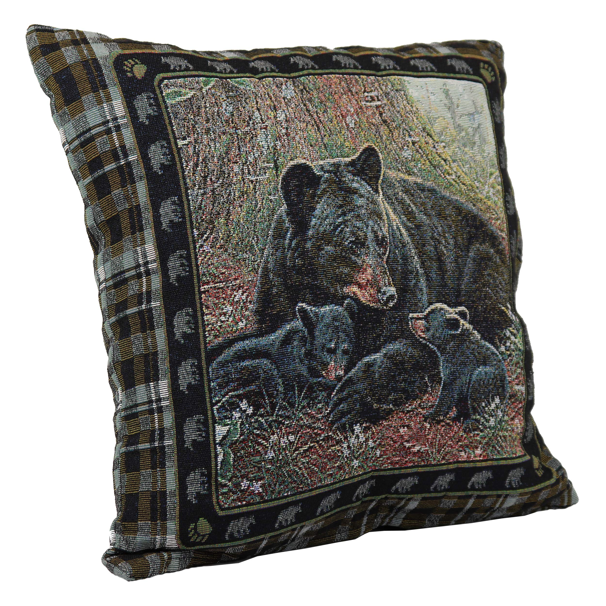 Rivers Edge Products 18x18 Inch Tapestry Throw Pillow Set of 2 - Square Decorative Pillows with Removable Covers for Living Room, Bedroom, Sofa - Rustic Bear Design Home Decor for Cabin, Lodge, Farmhouse Style