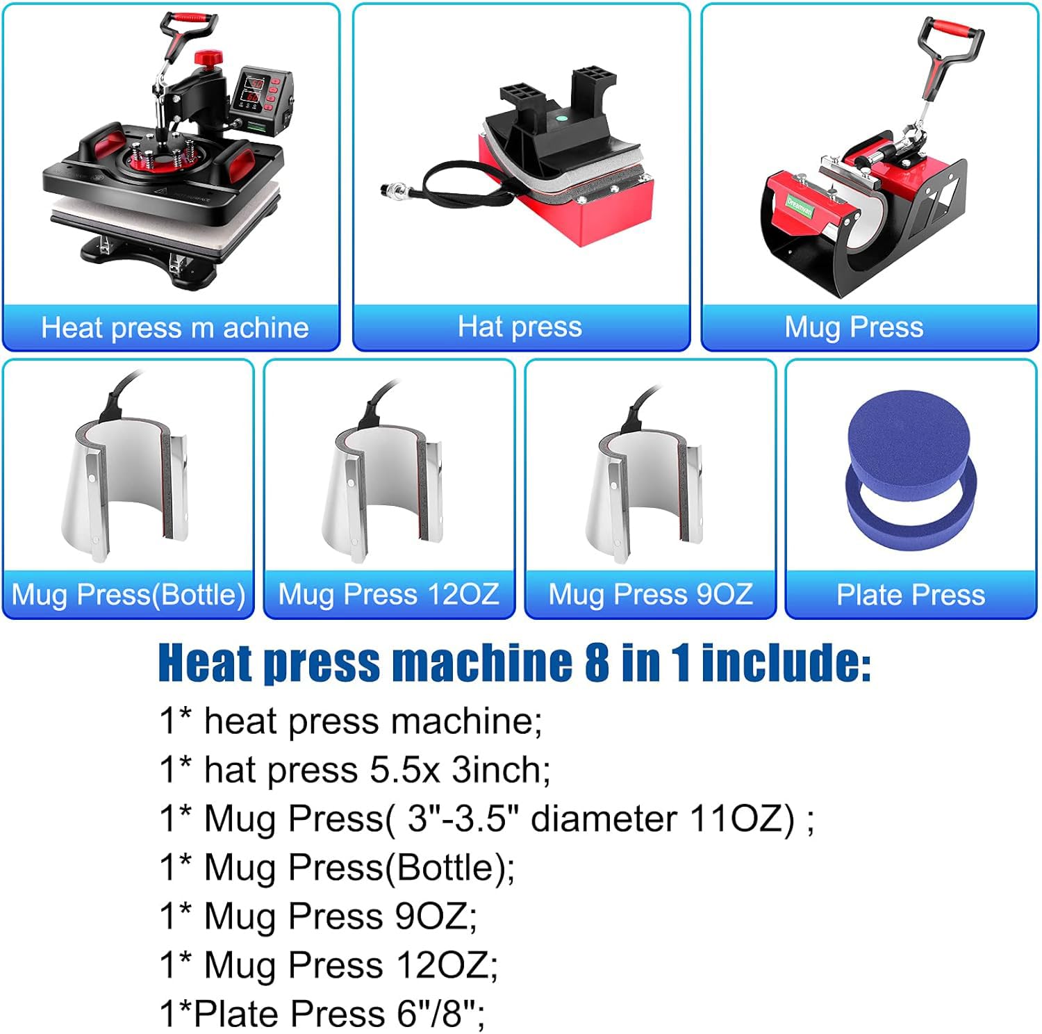 Upgraded 8-in-1 Digital Heat Press Machine 12x15 Inch - 360° Swing Away Multifunction Sublimation Transfer Machine with Tumbler Press for T-Shirts, Mugs, Hats & Plates - Perfect for Home & Commercial Use (DIY Crafts, Custom Apparel, Small Business Printing)