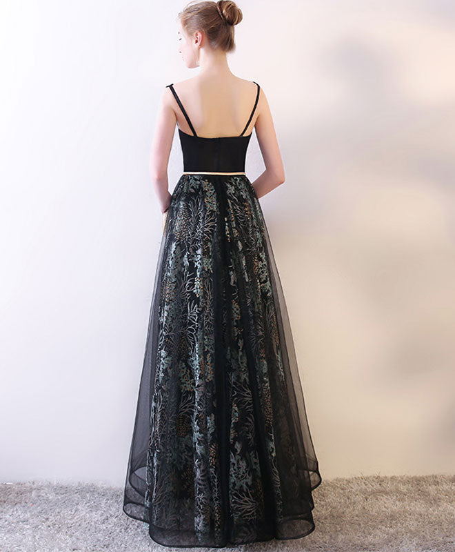 Elegant Black V-Neck Long Prom Dress for Women - Formal Evening Gown for Homecoming, Ball, and Special Occasions