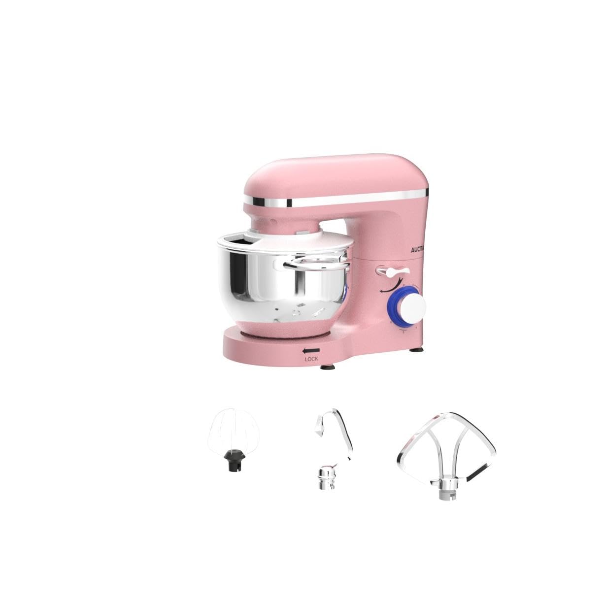 Aucma 6.5-QT 660W Stand Mixer - 6-Speed Tilt-Head Electric Kitchen Mixer with Dough Hook, Wire Whip & Beater (Pink) | Perfect for Baking Cakes, Cookies, Bread & More