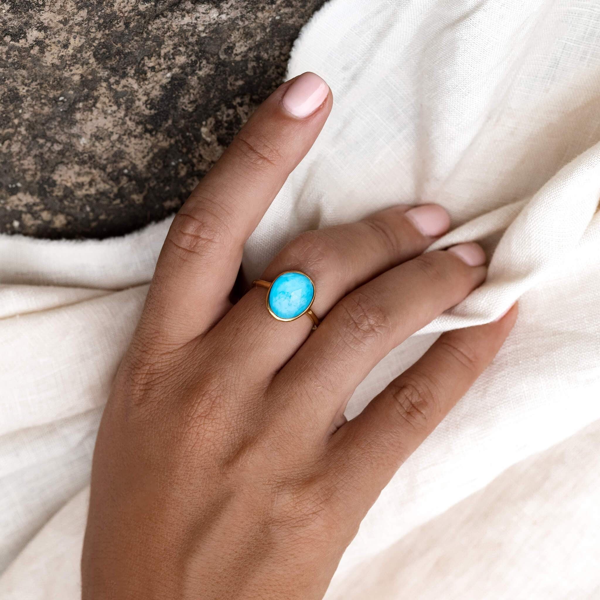 Amalfi Blue Statement Ring - Elegant Window to My Soul Jewelry for Women | Perfect for Parties, Weddings & Special Occasions