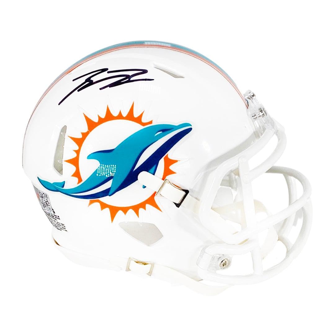Braxton Berrios Autographed Miami Dolphins Mini Football Helmet - Hand Signed with JSA COA - Perfect for NFL Fans, Collectors & Sports Memorabilia Displays