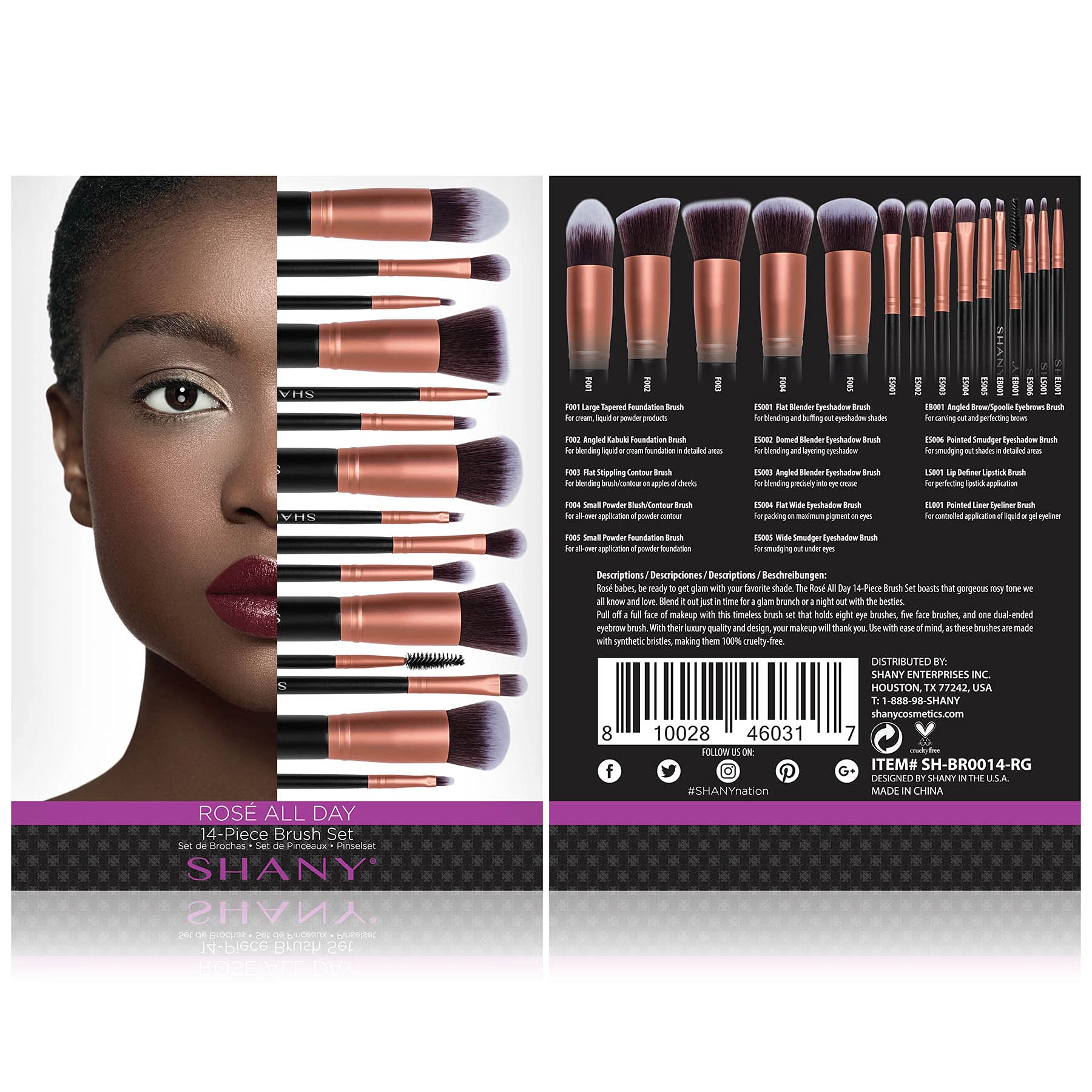 SHANY 14-Piece Rose Gold Makeup Brush Set - Kabuki, Foundation, Powder, Concealer & Eyeshadow Brushes - Perfect for Professional Makeup Artists & Beginners - Ideal for Travel, Home & Salon Use