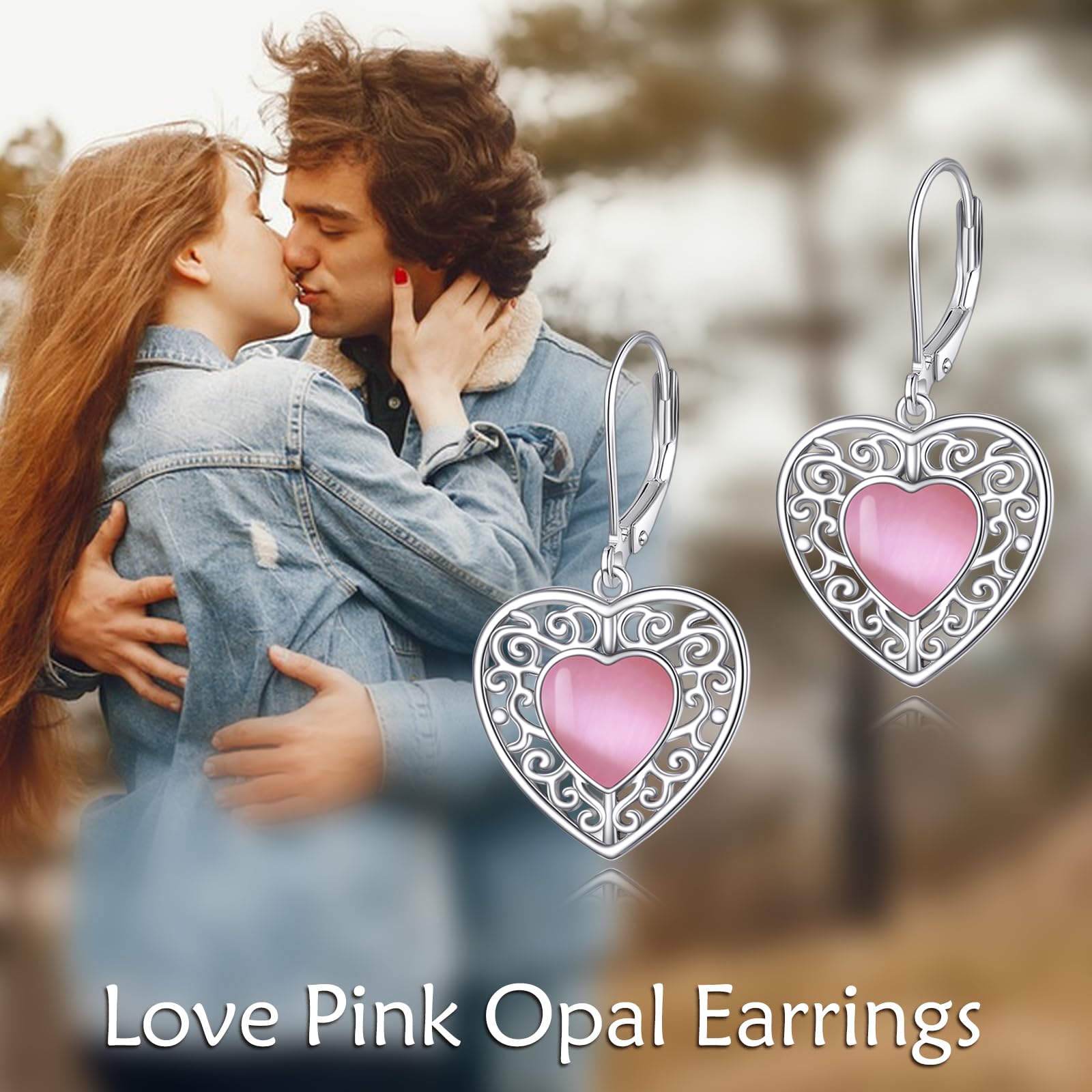 Heart Onyx/Peridot/Pink Moss Agate/Turquoise/Lapis Lazuli Sterling Silver Filigree Leverback Dangle Earrings - Elegant Black Onyx Heart Jewelry Gift for Women, Perfect for Valentine's Day, Anniversary & Special Occasions