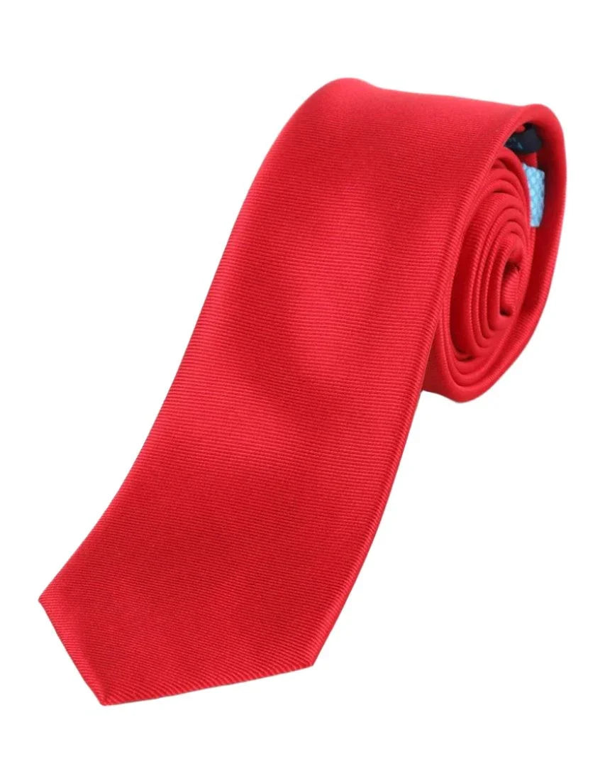 JA Ribbed Twill Silk Tie - Classic Red Necktie for Men | Premium Silk Business Tie for Formal Occasions, Weddings & Office Wear